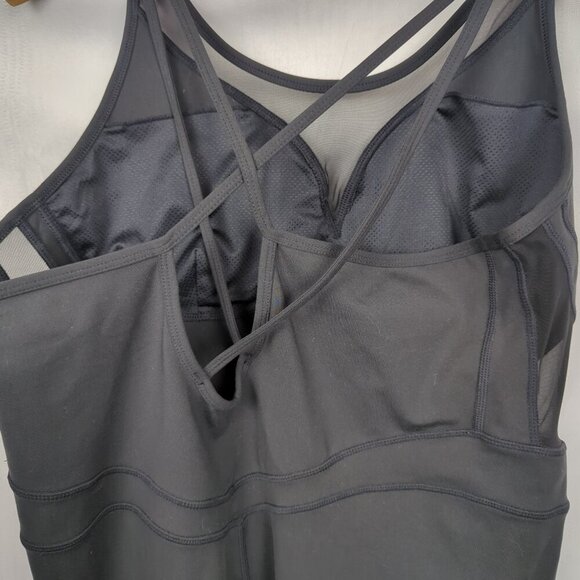 LOVESOFT Black Bodysuit with Mesh Cutouts and Criss-cross Straps - Picture 7 of 10